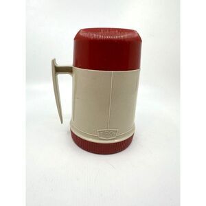 Vintage Thermos Insulated Jar King-Seeley Model 7002 10 oz Cream and Red 9" tall